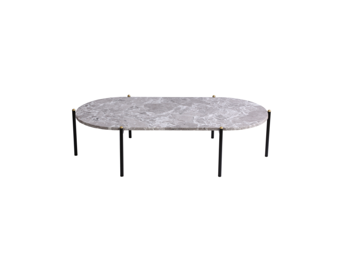 Ellipse Carbon Steel Marble Sidee Table