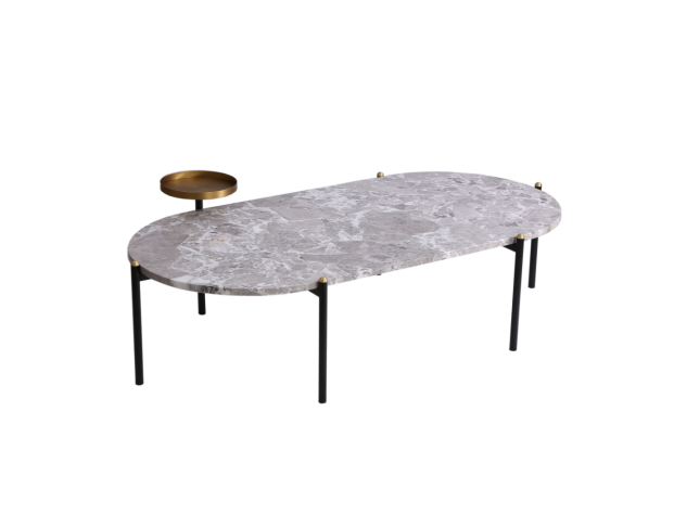 Ellipse Carbon Steel Marble Sidee Table