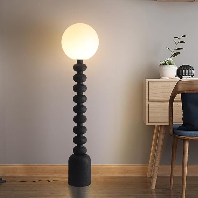 Contemporary High Mast Resin Chess Floor Lamp Sand Black