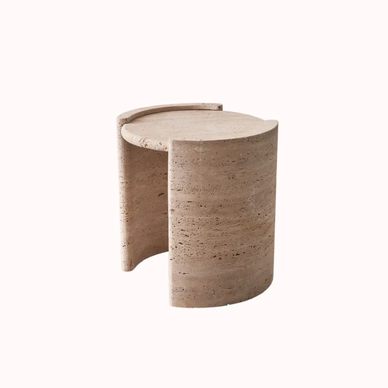 Natural Travertine Side Table