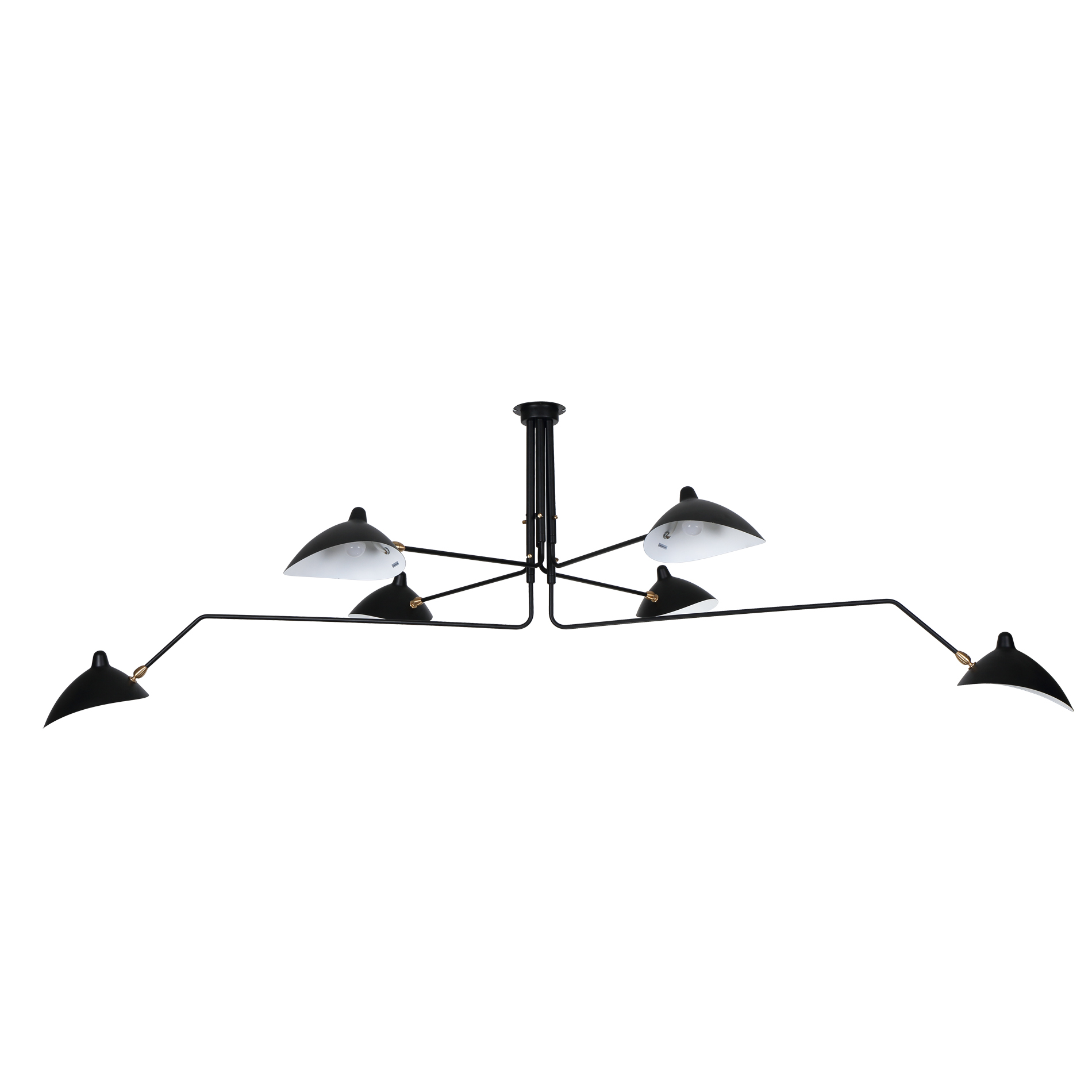 Serge Mouille Six Rotating Arms Ceiling Lamp