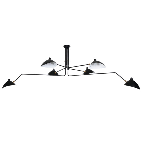 Serge Mouille Six Rotating Arms Ceiling Lamp