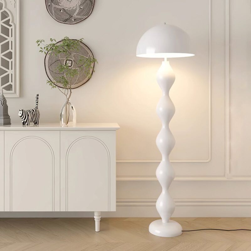 Vintage French Cream Wind Gourd Resin Floor Lamp