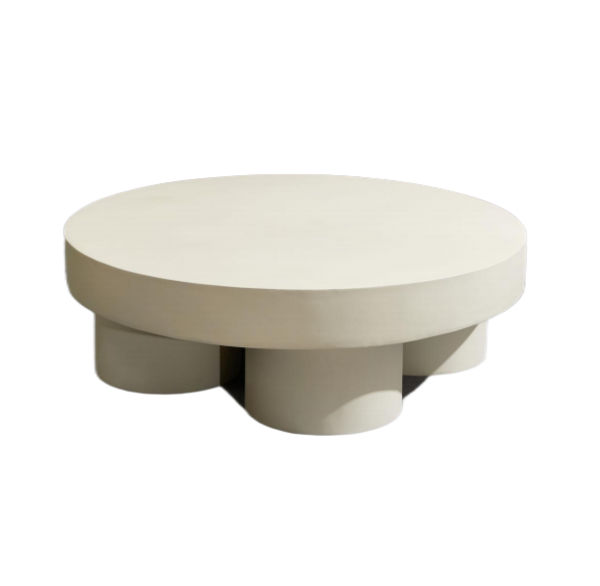 Magnesium Oxide Round White Thick Pillar Coffee Table