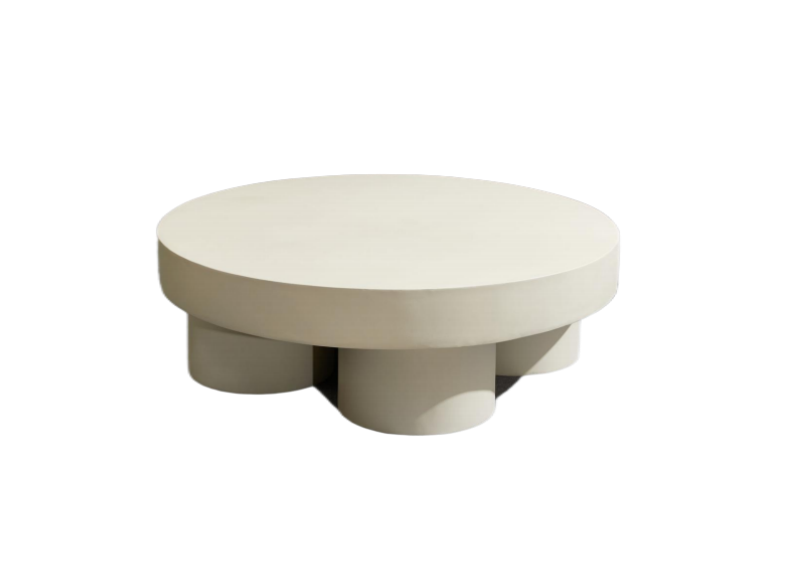 Magnesium Oxide Round White Thick Pillar Coffee Table